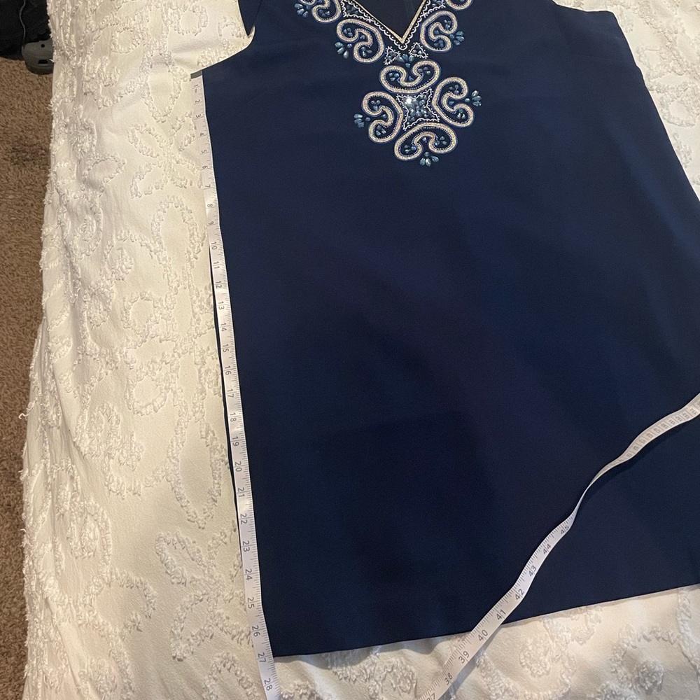 Lilly Pulitzer Navy Blue Embroidered V-Neck Mini Dress - Picture 6 of 6